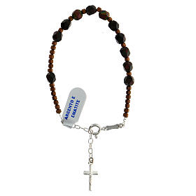 Armband aus Silber 925 und bronzefarbenem Hämatit mit Kreuz