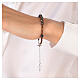 Bracelet of 925 silver with faceted bronze hematite single decade and silver cross s3