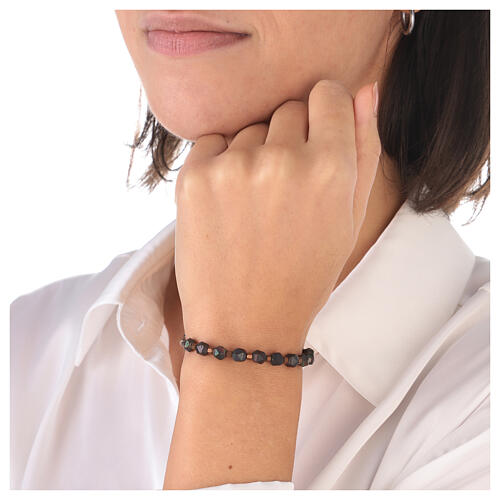 Pulsera hematites bronceada cruz plata 925 2