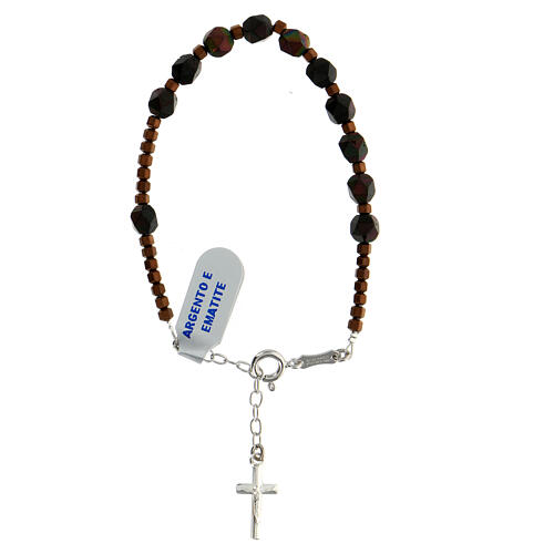 Bracciale ematite bronzea croce argento 925 1
