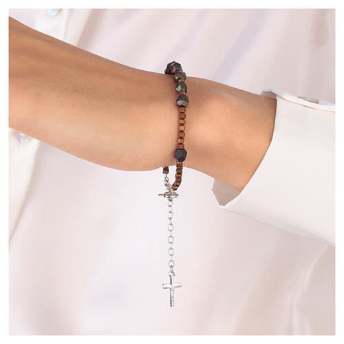 Bracciale ematite bronzea croce argento 925 3