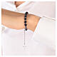 Bracelet of 925 silver with faceted black and grey hematite single decade and silver cross s4
