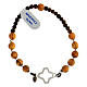 Elastic bracelet with olivewood beads and 925 silver cross s1