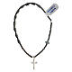 Rosary bracelet with cylindrical black hematite beads and two crosses s1