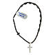 Rosary bracelet with cylindrical black hematite beads and two crosses s3