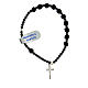 Rosary bracelet with grey and black hematite beads, 925 silver cross s1