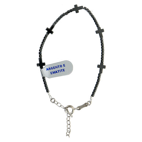 Bracelet argent 925 hématite noire croix 1