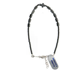 Bracciale argento 925 prismi ematite nera lucida croce