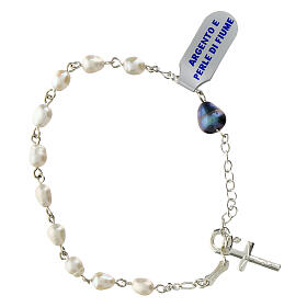 Bracelet dizainier avec perles d'eau douce croix argent 925