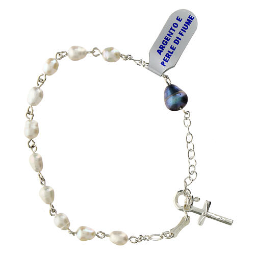 Bracelet dizainier avec perles d'eau douce croix argent 925 2