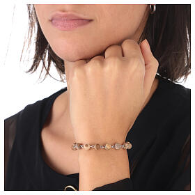 Cross bracelet with jasper beads and cross in 925 silver