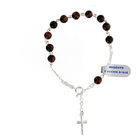 Armband aus Silber 925 und Ochsenauge-Stein mit Kreuz