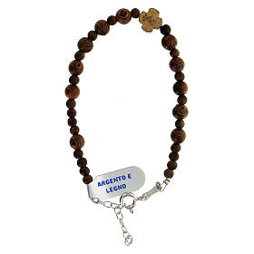 Rosary bracelet with wood single decade and 925 silver cross