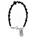 Rosary bracelet with black wood single decade and 925 silver cross s1