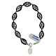 Bracelet of 925 silver with black hematite rhombus and Miraculous Medal s3