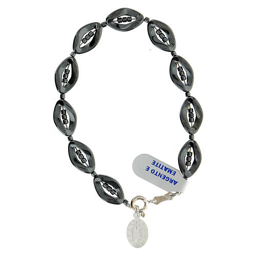 Bracciale argento 925 rombi ematite nera Maria miracolosa 3