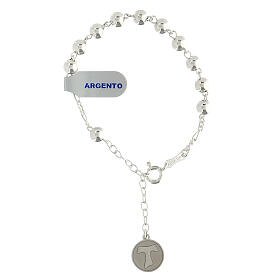 925 silver bracelet Tau cross with 6 mm beads