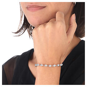 925 silver bracelet Tau cross with 6 mm beads