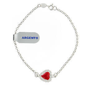 Red ex-voto heart bracelet in 925 silver 