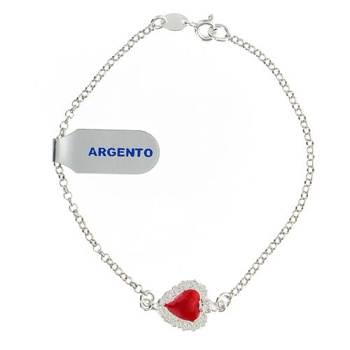 Red ex-voto heart bracelet in 925 silver  1