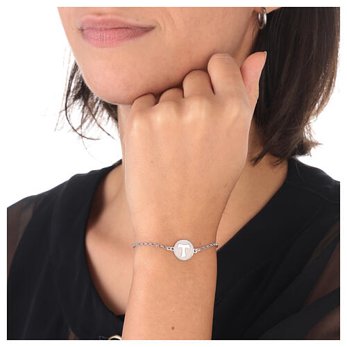 Bracelet argent 925 brillant médaille tau 2