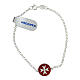 Bracelet of 925 silver with Maltese cross on red medal s1