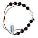 Single decade rosary bracelet of brown cord and 925 silver s1