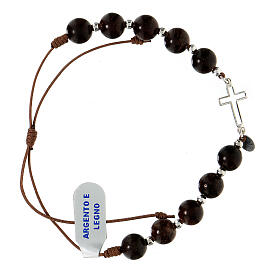 Bracciale decina corda marrone argento 925