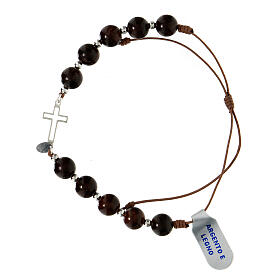 Bracciale decina corda marrone argento 925