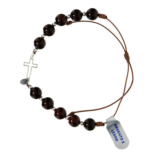 Bracciale decina corda marrone argento 925 2
