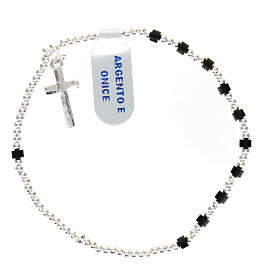Decade rosary bracelet 925 silver onyx pendant 2x3 mm
