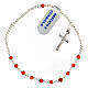 Single decade rosary bracelet with 925 silver crucifix and 0.08x0.12 in carnelian beads s1