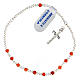 Single decade rosary bracelet with 925 silver crucifix and 0.08x0.12 in carnelian beads s2