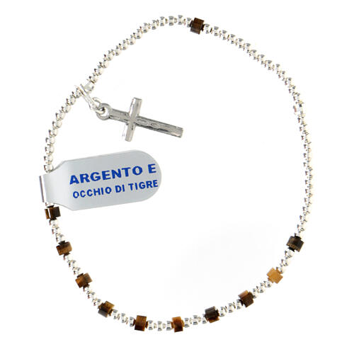 Single decade rosary bracelet with 925 silver crucifix and 0.08x0.12 in tiger's eye beads 2