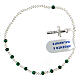 Decade rosary bracelet with cross 2x3 mm 925 silver and malachite s1