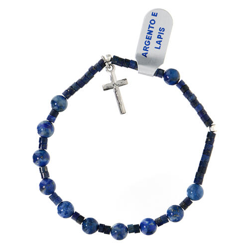 Single decade rosary bracelet of 0.2 in lapis lazuli and 925 silver 2