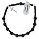 Decade rosary bracelet 6 mm onyx and 925 silver pendant cross s1