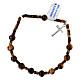One-decade bracelet 6 mm tiger's eye and 925 silver cross pendant s1