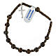 Single decade rosary bracelet with cross pendant and 0.2 in bronzite beads, 925 silver s1