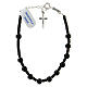 Single decade rosary bracelet with cross pendant and 0.2 in onyx beads, 925 silver s1