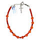 Single decade rosary bracelet with 0.2 in carnelian beads and 925 silver cross pendant s2