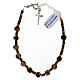 Single decade rosary bracelet with cross pendant and 0.2 in tiger's eye beads, 925 silver s1