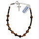 Single decade rosary bracelet with cross pendant and 0.2 in tiger's eye beads, 925 silver s2