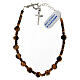 Pulseira dezena cruz pingente prata 925 e 6 mm olho de tigre s1