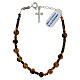 Pulseira dezena cruz pingente prata 925 e 6 mm olho de tigre s2