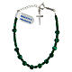 Single decade rosary bracelet with 0.2 in malachite beads and 925 silver cross pendant s1