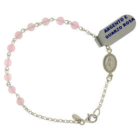Decade rosary bracelet 925 silver and rose quartz 4 mm
