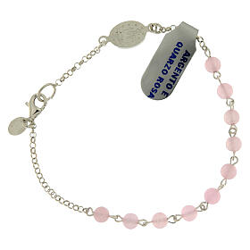 Decade rosary bracelet 925 silver and rose quartz 4 mm