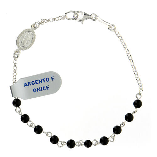 Bracciale decina Medaglia Miracolosa 4 mm onice 1