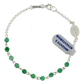 Single decade rosary bracelet with 0.15 in aventurine beads and 925 silver Miraculous Medal